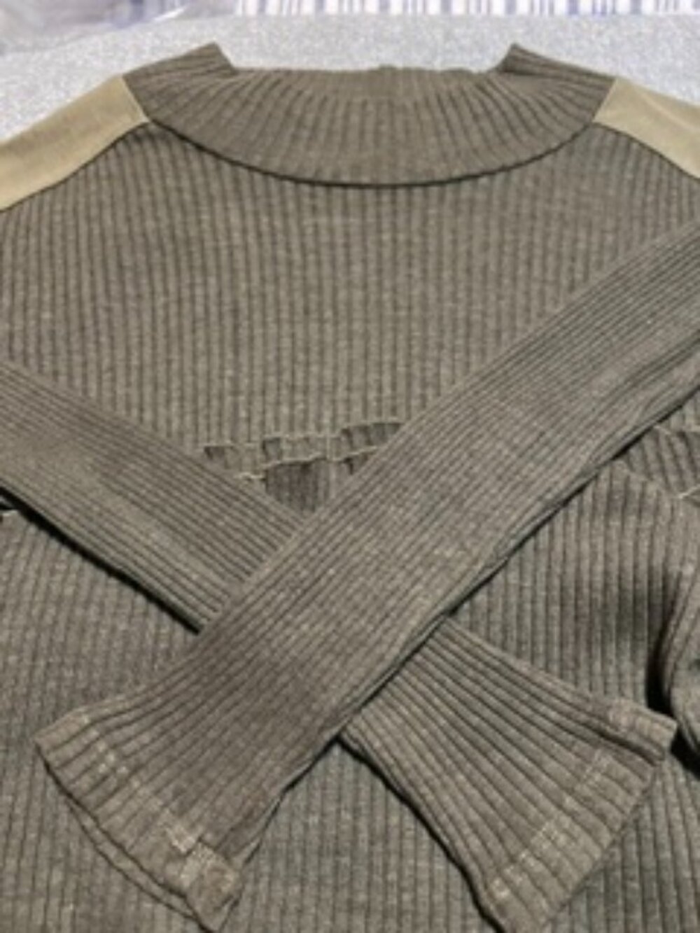 NWT Velvet Army Green Mock Turtleneck Long Sleeve Ribbed Sweater Size Med.